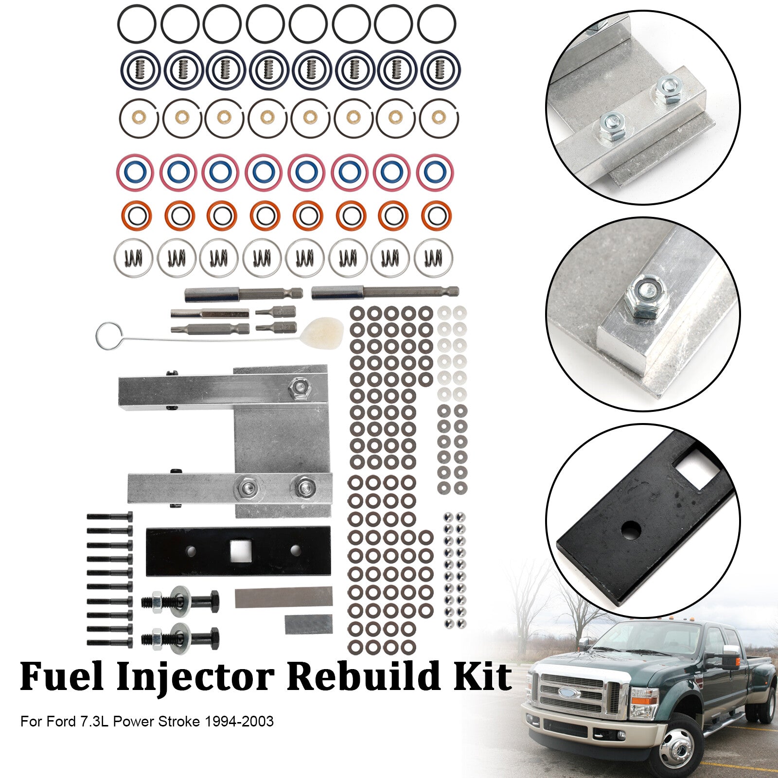 ya 1 8.5.3 Injector Rebuild Kit for 7.3L Power Stroke 94-03 W/Vice Clamp And Tools Spring