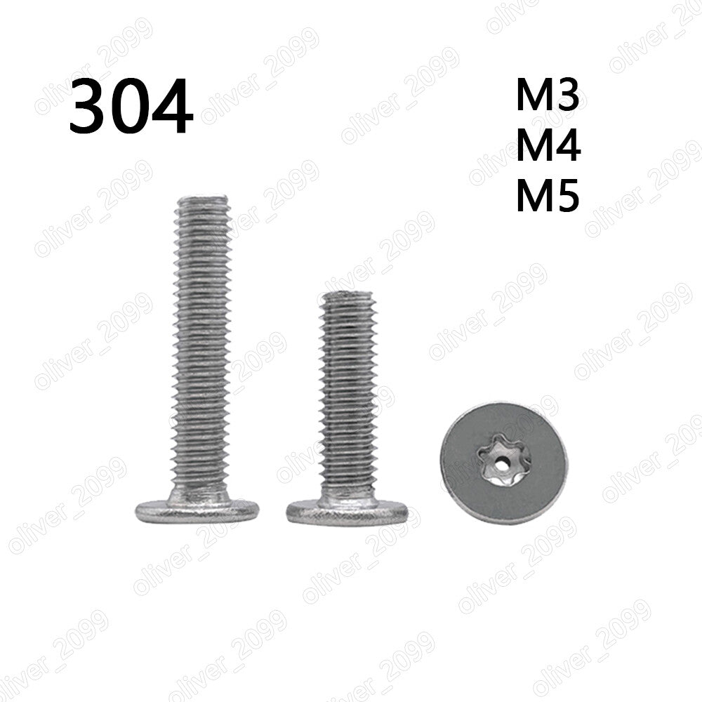 304 Stainless Steel Torx Socket Utrathin Flat Head Hollow Screws M3 M4 M5