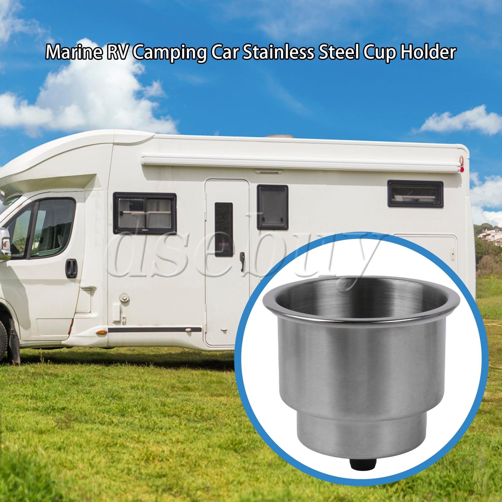 ya 25 2Pieces Stainless Steel Boat Cup Holder with Drain for RV Camper Marine Silver