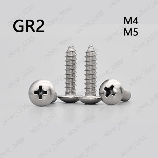 Titanium GR2 Phillips Cross Truss Head Self Tapping Screws M4 M5