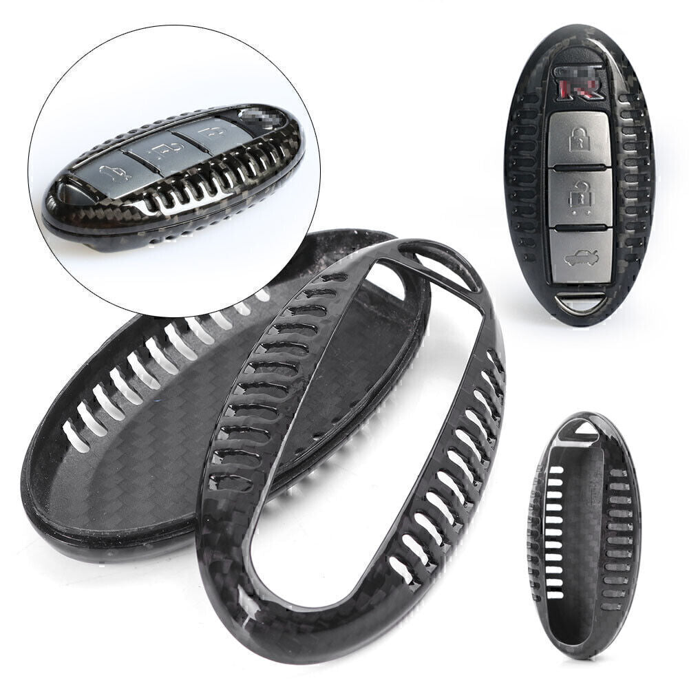 ya 5 8.7 Remote Fob Key Case Shell Cover Carbon Fiber for Infiniti Q50 Q70 Q60 G37 Black