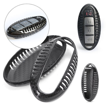 ya 5 8.7 Remote Fob Key Case Shell Cover Carbon Fiber for Infiniti Q50 Q70 Q60 G37 Black