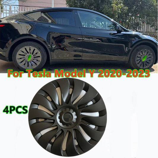ya 2 7.14 4PCS 19 inch Matte Black Hub Cap Wheel Rim Cover for Tesla for Model Y 2020-2023