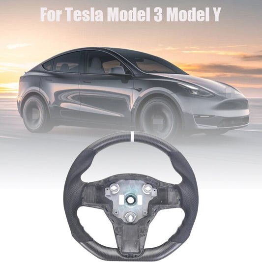ya 10 10.28 For Model 3 for Model Y No heated Real Carbon Fiber Matte Flat Steering Whe