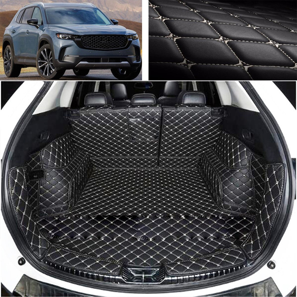 ya 7 6.10.3 Car Leather Boot Cargo Liner Tray Rear Trunk Floor Mat for Mazda for CX-5 0 2023+