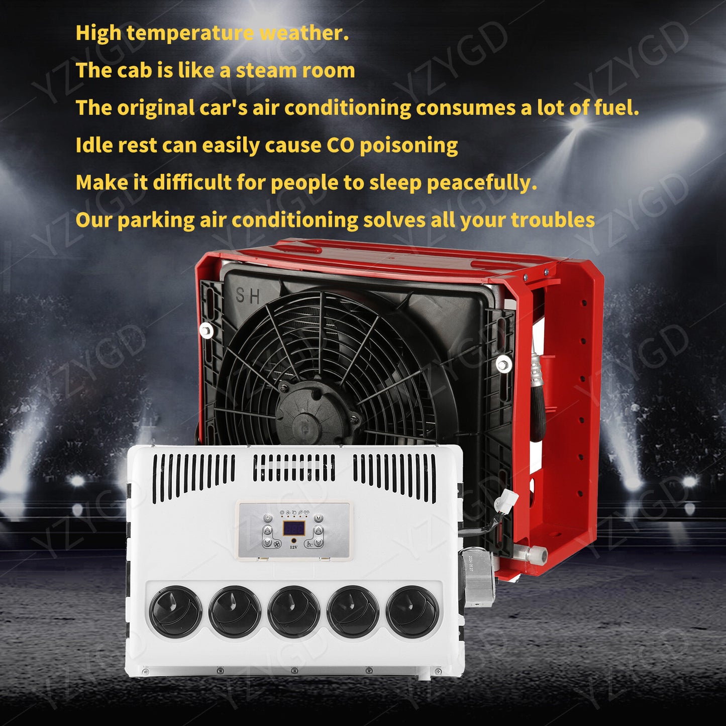 ya 5 8.7 12V Car Cab Split A/C For Engineering Truck Caravan RV Universal Air Conditioner