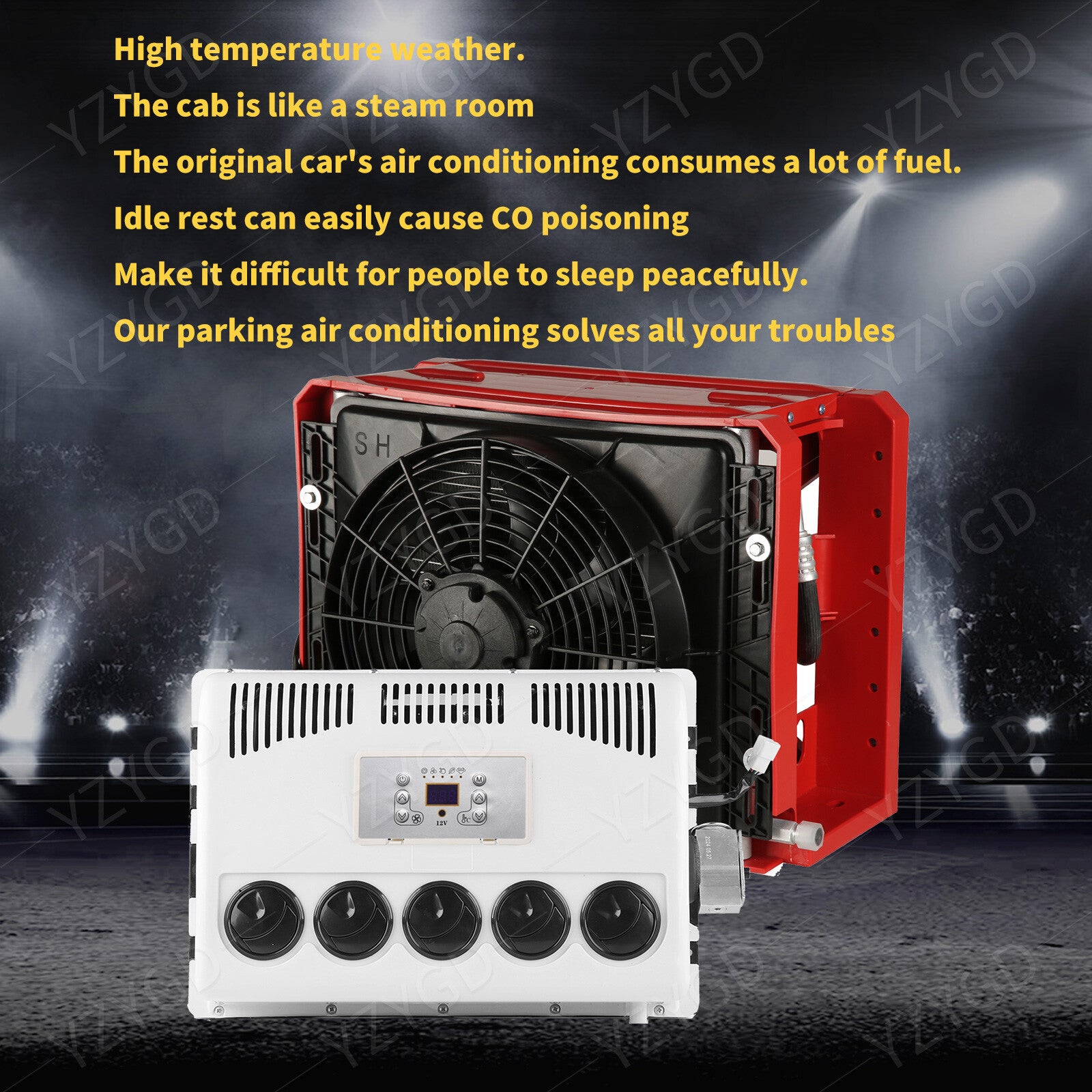 ya 5 8.7 12V Car Cab Split A/C For Engineering Truck Caravan RV Universal Air Conditioner