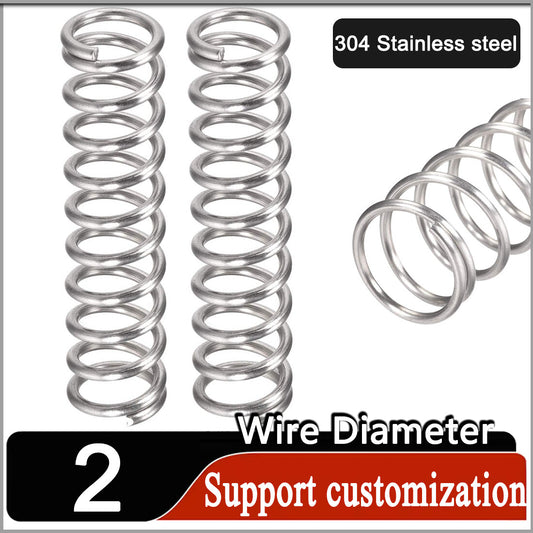 Stainless Compression Spring 2mm Wire Diameter Coil Springs / All Lengths & OD