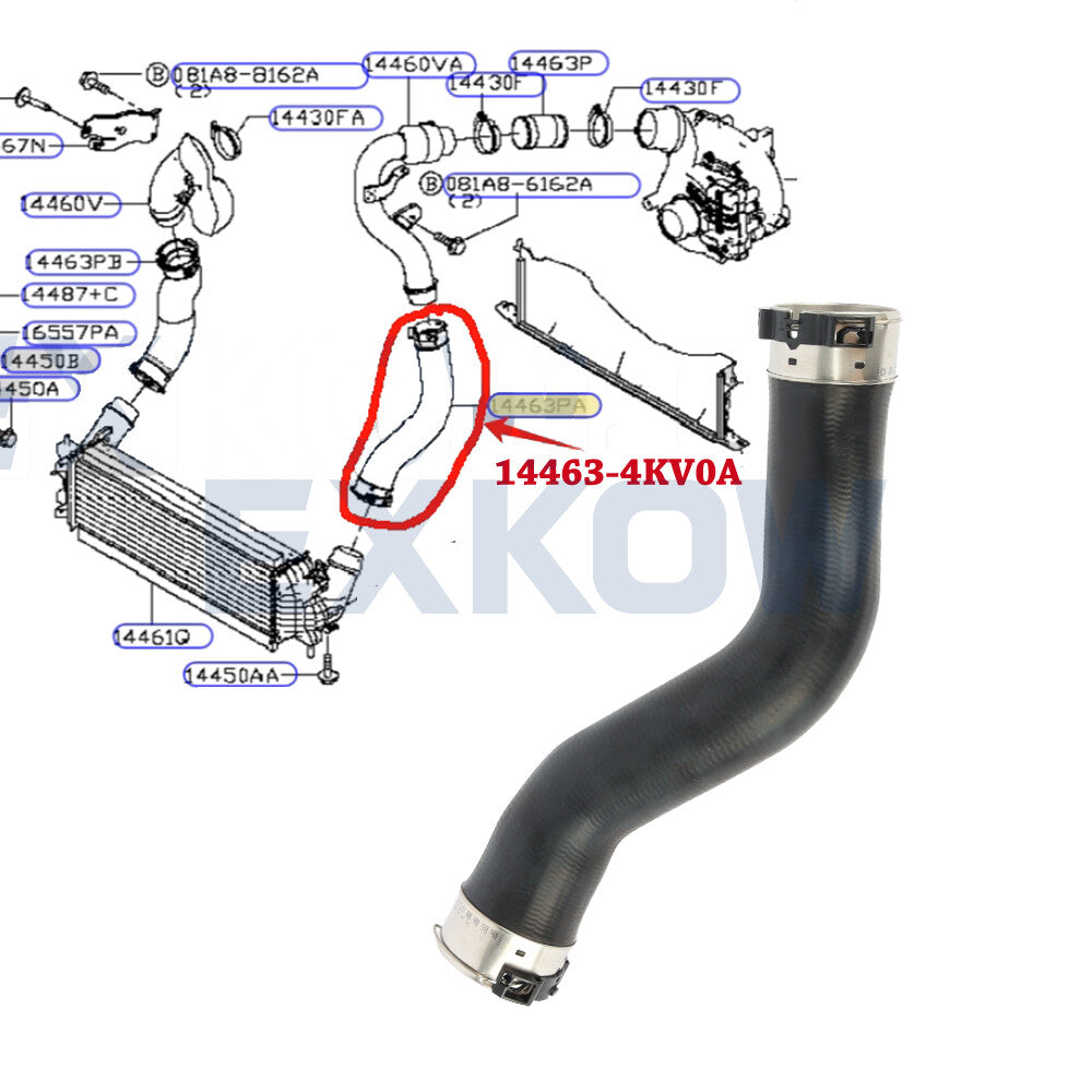 ya 3 6.25.2 Intercooler Intake Hose for Nissan Navara NP300 Frontier D23 YD25 2014-2018