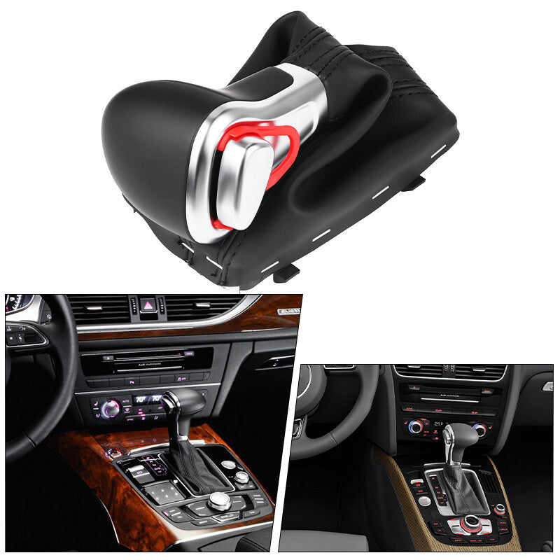 ya 11 6.5 Gear Shift Knob Shifter Leather Gaiter Boot Cover for Audi A4 A5 A6 Q5 Q7 Black
