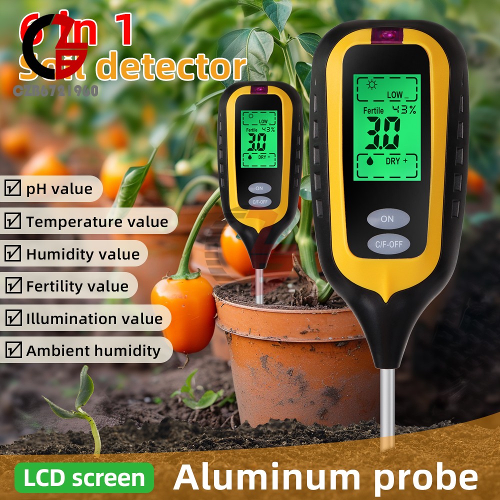 ya 26 6in1 Digital PH Tester Soil Water Moisture Light Test Meter Temperature Humidity