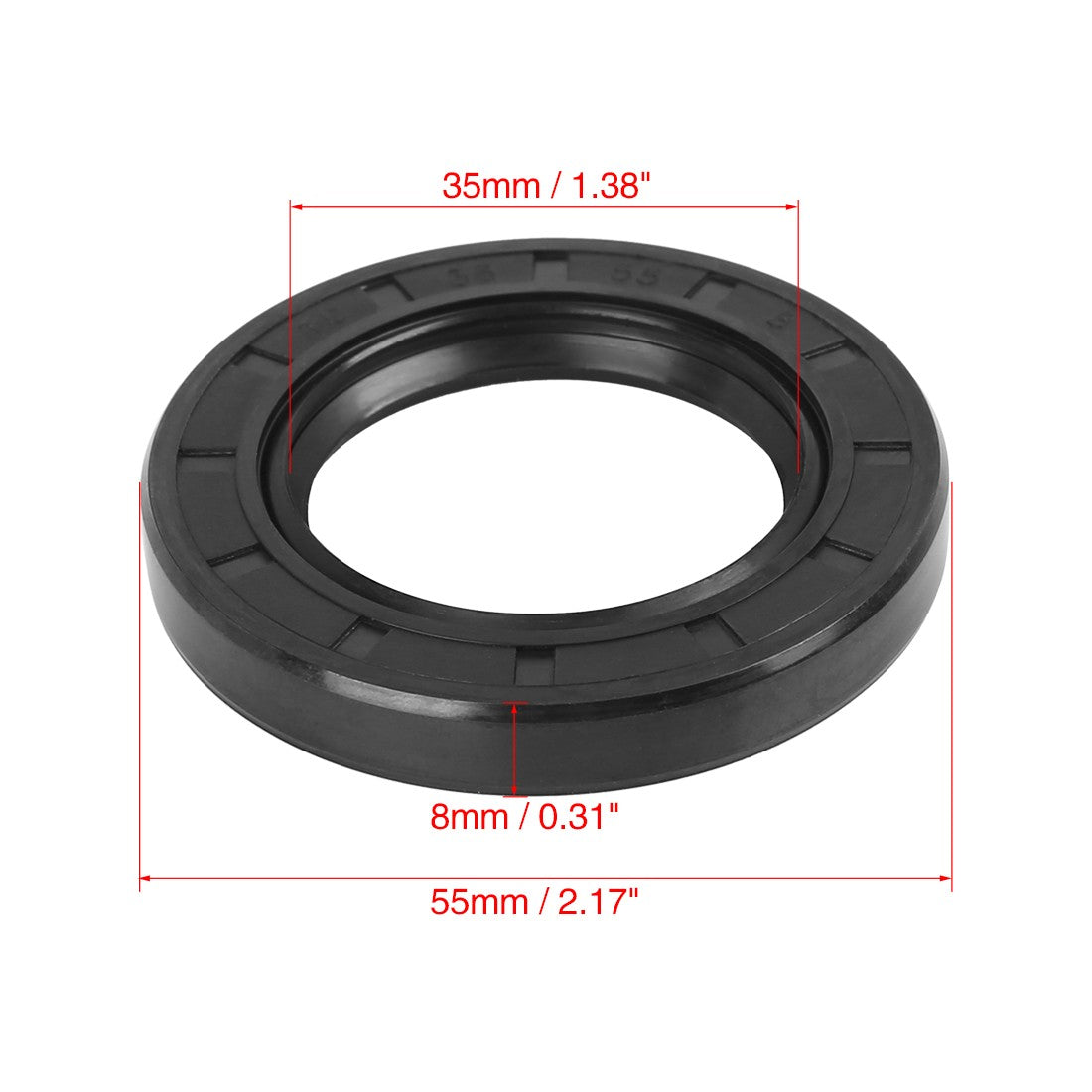 ya 5 8.7 35mm x 55mm x 8mm Black Rubber Cover Double Lip TC Oil Shaft Seal