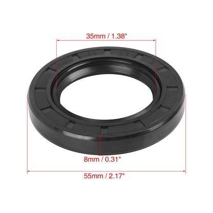 ya 5 8.7 35mm x 55mm x 8mm Black Rubber Cover Double Lip TC Oil Shaft Seal