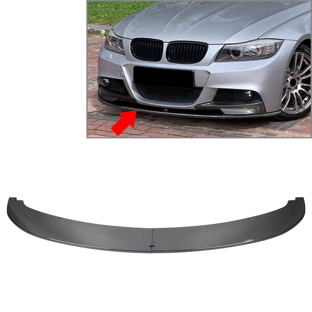 ya 4 6.17 Front Bumper Spoiler Lip for BMW 3 Series E90 E91 M Sport LCL Carbon Fiber Black