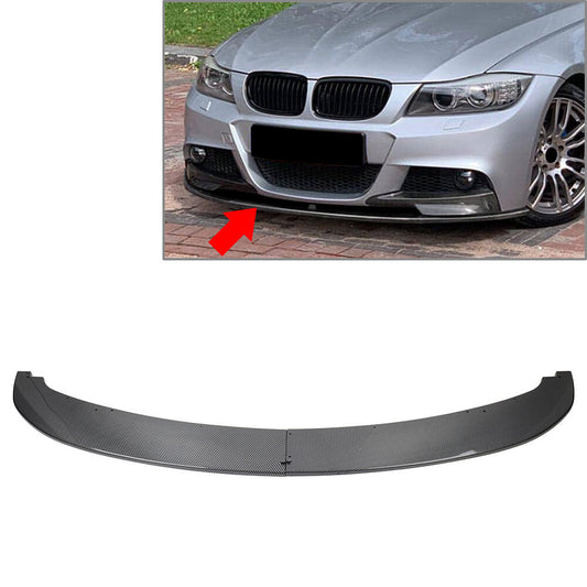 ya 4 6.17 Front Bumper Spoiler Lip for BMW 3 Series E90 E91 M Sport LCL Carbon Fiber Black