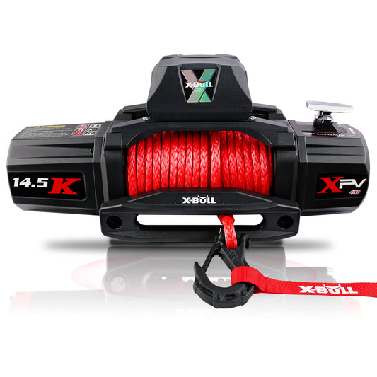 ya 28 XPV 14500LBS 12V Black Electric Winch Synthetic Red Rope New Jeep Truck 4WD