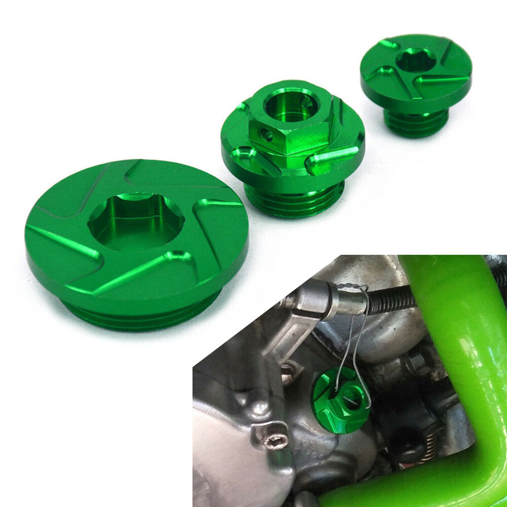 ya 3 6.23 CNC Engine Timing Oil Filter Plugs 3 Pieces fit for Kawasaki KX250 KX450 KLX450R