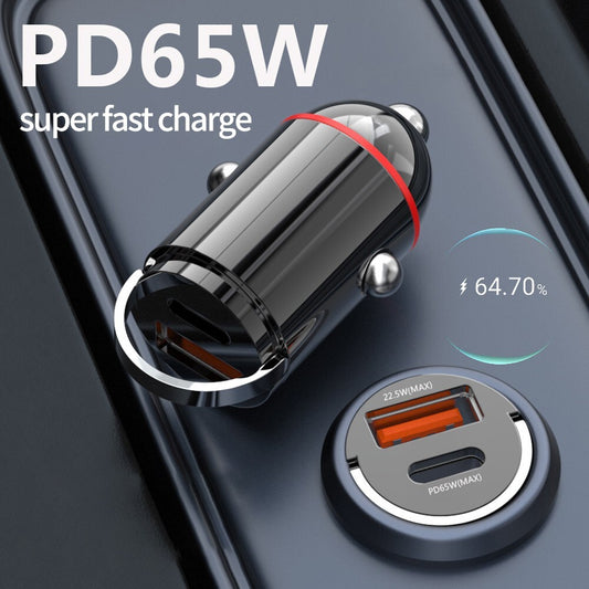 ya 1 7.7 1 X for Mini Dual USB for QC3.0 PD Car Phone for Charger 65W Fast Charge Adapter