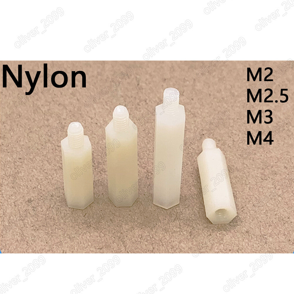 M2 M2.5 M3 M4 Male-Female White Nylon Hex Column Standoff Support Spacer Pillar