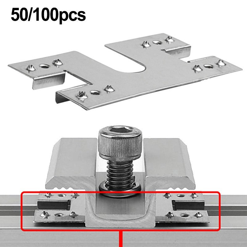ya 28 50PCS Photovoltaic Conductive Sheet Solar Panel Grounding Clip Washer Sheet