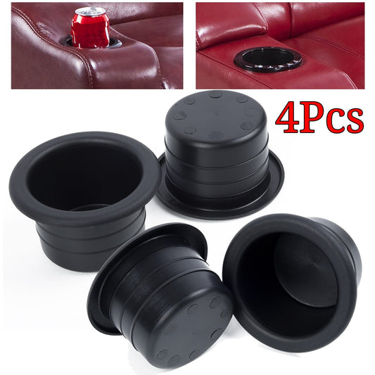ya 4 6.21 4X Plastic Black Cup Water Drink Holder Recessed For RV Car/Marine/Boat/Trailer