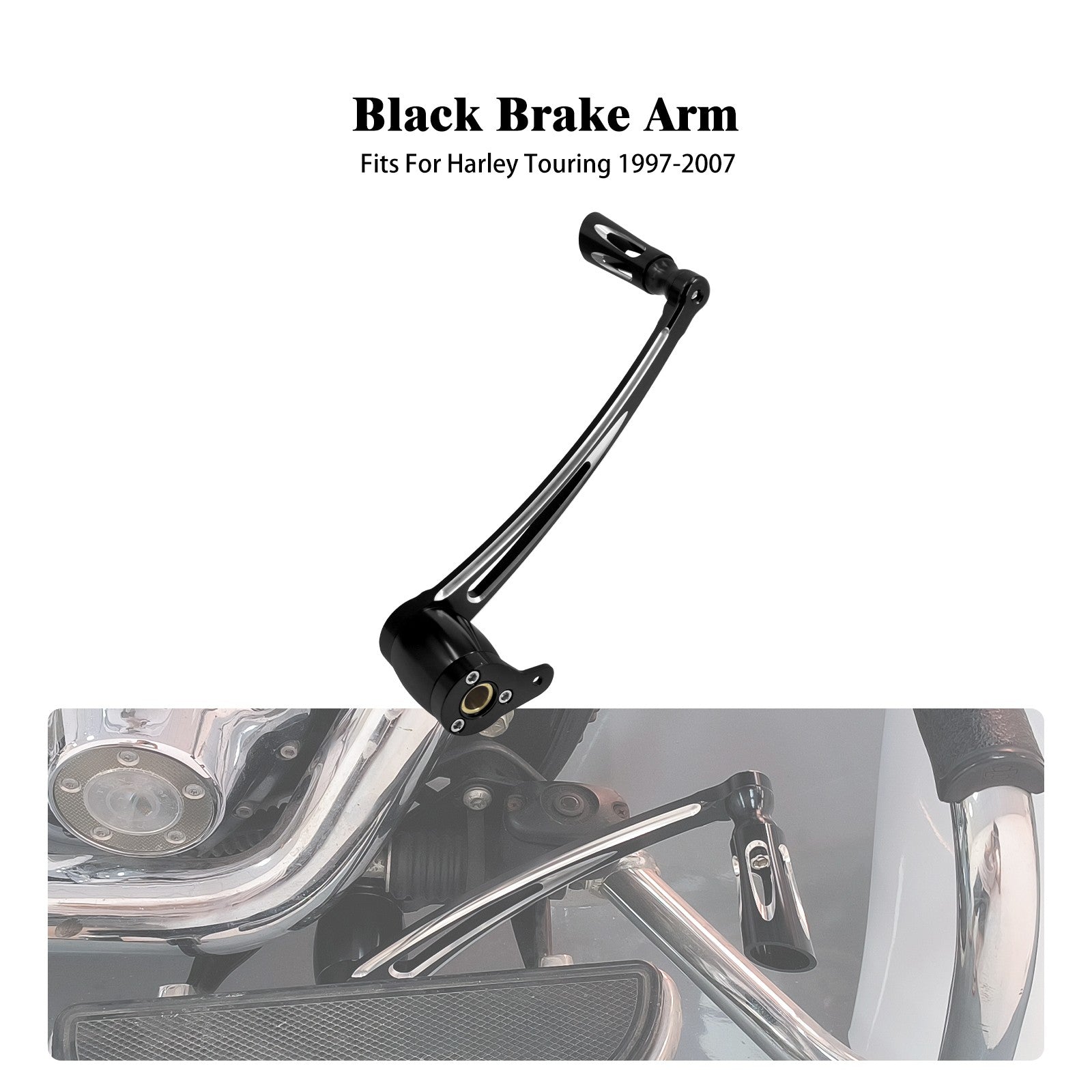 ya 1 7.13 Black CNC Brake Lever Arm w/ Pedal for Harley Touring Road Electra Glide 97-2007