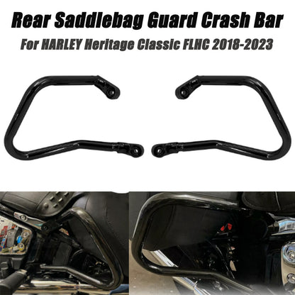 ya 5 8.7 Rear Saddle Bag Crash Barrier Black Suitable for Harley Heritage Classic FLHC 2018-2023