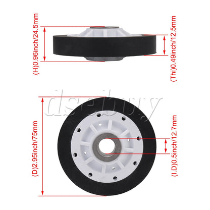 ya 26 2 Pieces Rubber Dryer Drum Support Roller 37001042 Replacement for 