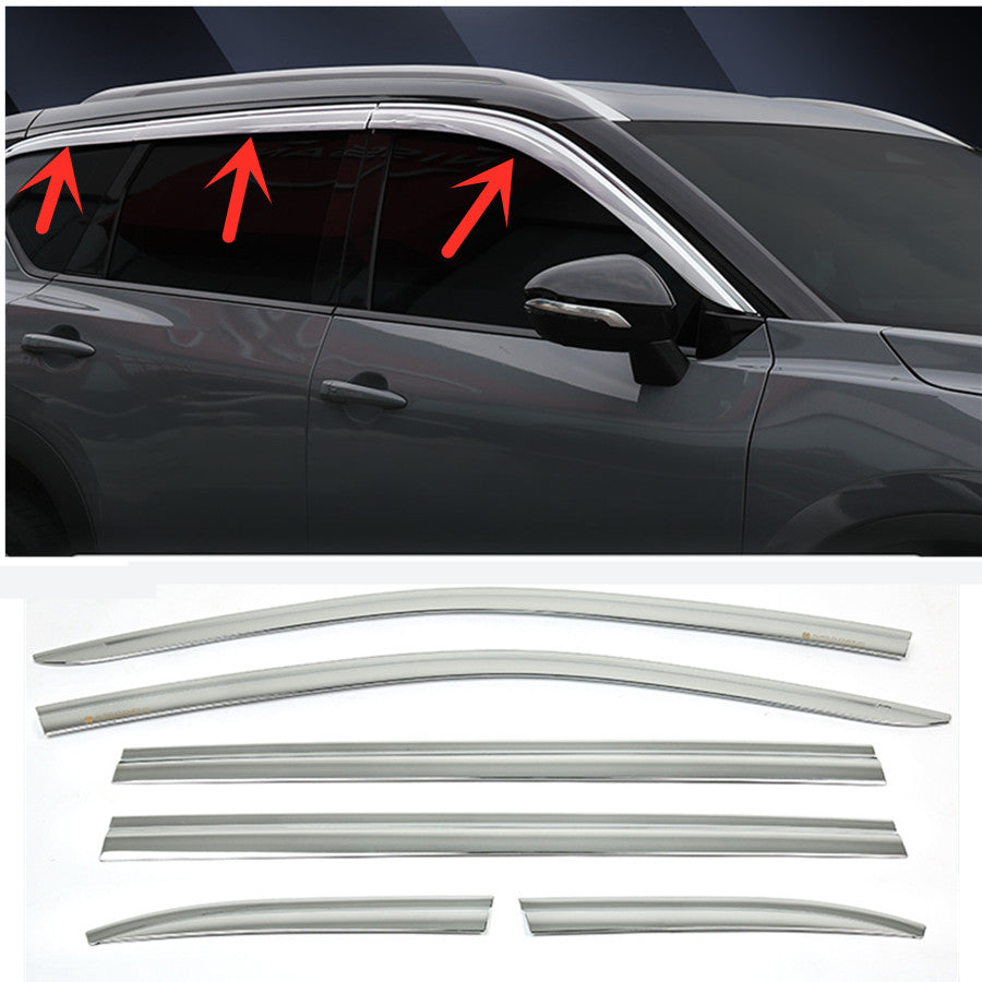 ya 4 6.17 for Nissan Rogue 2021-2023 Chrome ABS Window Visor Vent Shades Sun Rain Guard 6x
