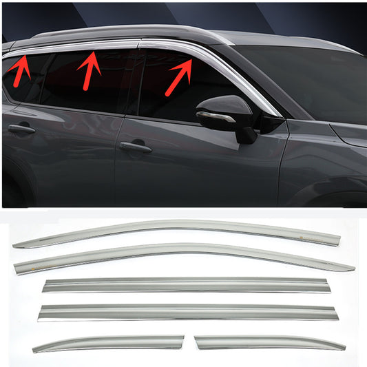 ya 4 6.17 for Nissan Rogue 2021-2023 Chrome ABS Window Visor Vent Shades Sun Rain Guard 6x