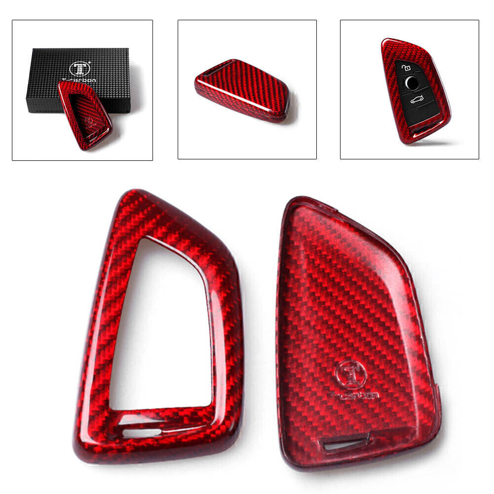 ya 5 6.16 2x Red Carbon Fiber Remote Key Cover Case Fit for BMW X1 F48 X5 F15 X6 F165