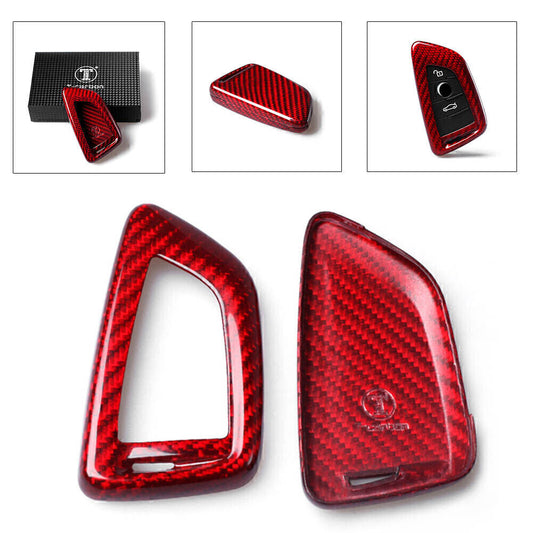 ya 5 6.16 2x Red Carbon Fiber Remote Key Cover Case Fit for BMW X1 F48 X5 F15 X6 F165