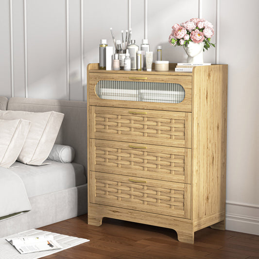 ya 28 For Bedroom Wood 4-Drawer Dresser, Large Double Drawers, Modern Storage