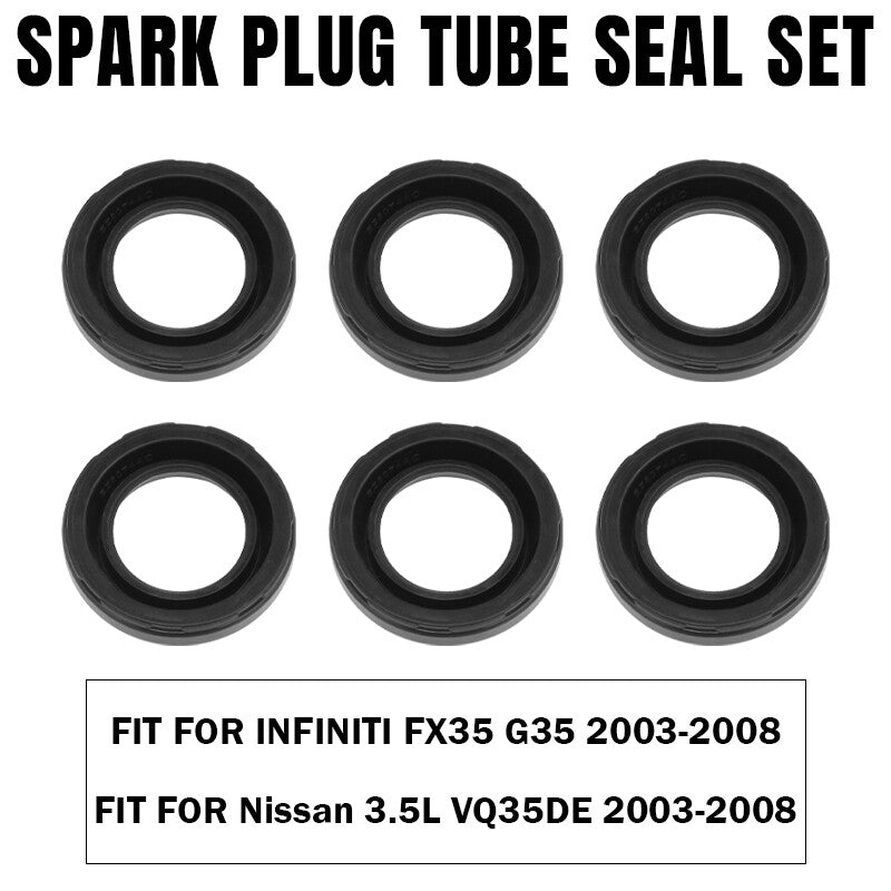 ya 9 6.5.3 6x Spark Plug Tube Seal Set For 1995-16 for Nissan for Altima Frontier Maxima 4.0L 3.5L