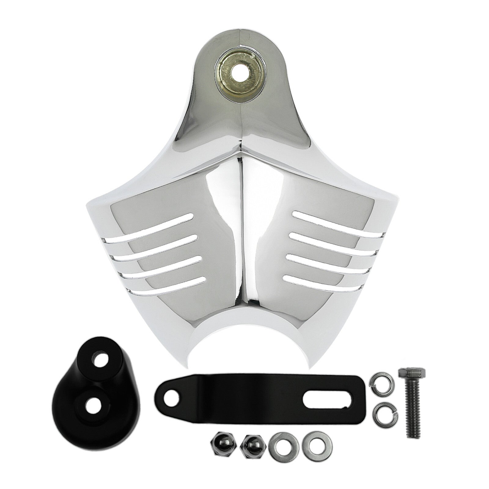 ya 3 6.23 Chrome V-shield Horn Cover Fit for Harley Softail Dyna Glide Twin Cam Touring