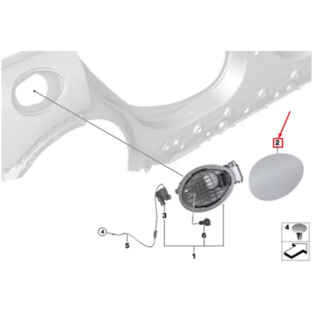 ya 1 6.30 for Mini CLUBMAN F54 2016 - 2024 FUEL FILLER BAFFLE