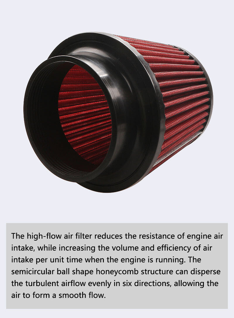 ya 1 8.5.3 76mm 3 High Flow Round Cone Enclosed Cold Air Filter Cleaner 