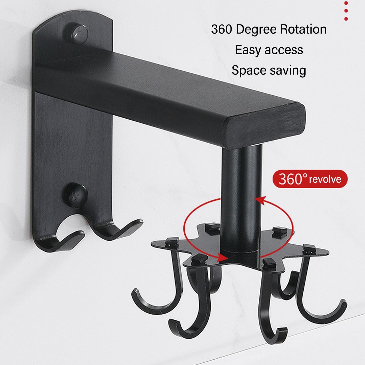 ya 25 Black Kitchen Utensil Hanger With 6 Hooks 360 De Rotatable Kitchen Hook