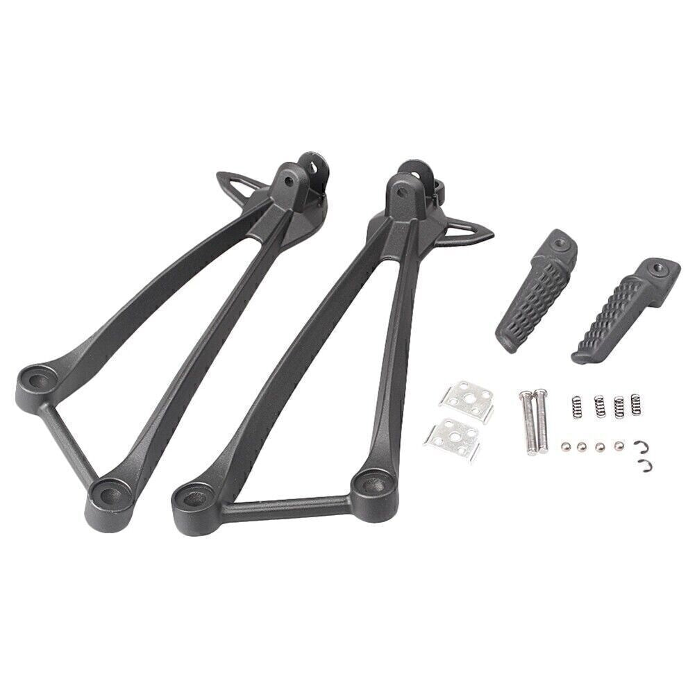 ya 11 6.8 Pillion Rear Bracket Foot Pegs Footrest for Kawasaki ZX10R 2008-2010 Black