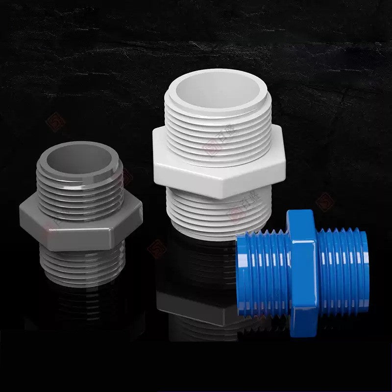 White/Blue/Grey PVC Male Threaded Coupler 20-63mm (BSPP Double External Thread)
