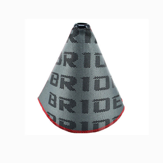 ya 1 7.9 Universal JDM Bride Canvas Shift Boot Gray Lever Knob Cover w/ Red Stitching