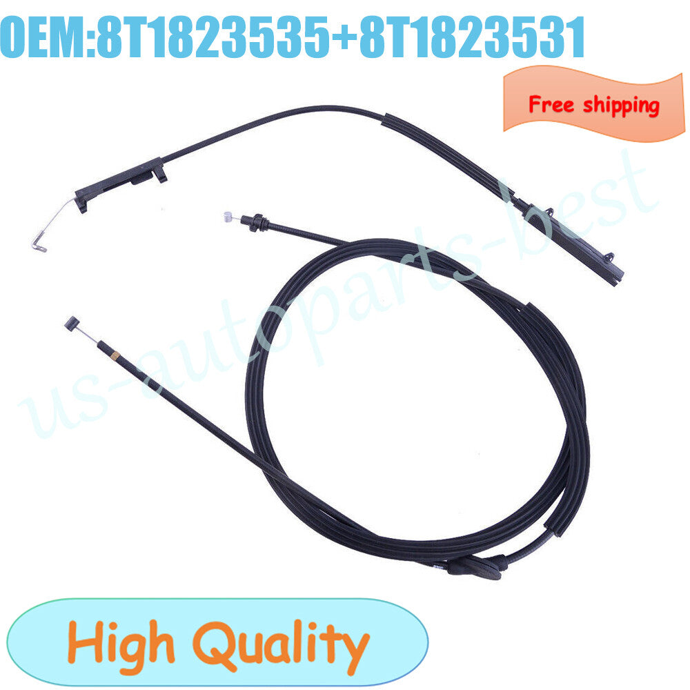 ya 10 5.28.3 1 Pair Rear+Front Hood Latch Release Cable Line Lock for Audi A4 A5