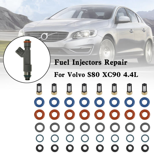 ya 1 8.5.1 8PCS Fuel Injectors Repair Seal Kit Filter Cap FJ1073 for Volvo S80 XC90 4.4L