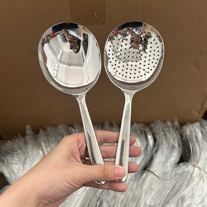ya 26 Food Serving Ladle and Strainer Set with Short Handles Made of Stainless Steel