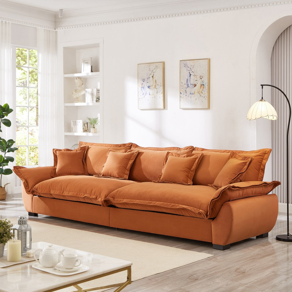 ya 28 Orange Modular Sectional Sofa, Sailing Design Sofa w/Storage, Removable Backrest