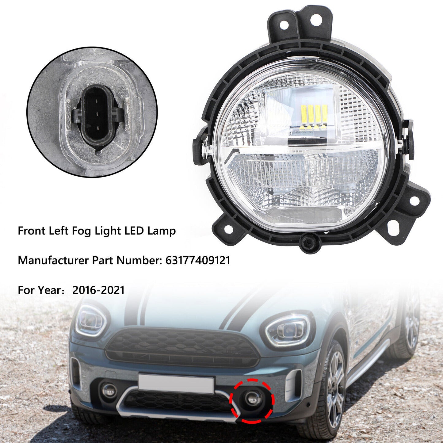 ya 1 8.5.1 Front Bumper Left Fog Light 63177409121 for Mini Countryman F60 2016-2021 D