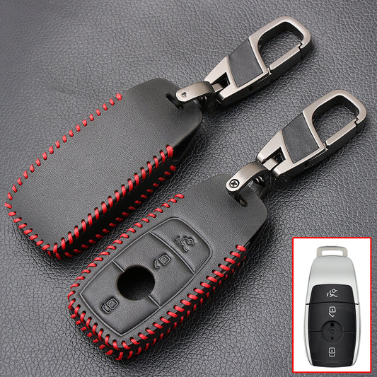ya 5 6.16 Buttons Leather Car Key Fob Case Cover for Mercedes-benz C E S-Class W213 E200