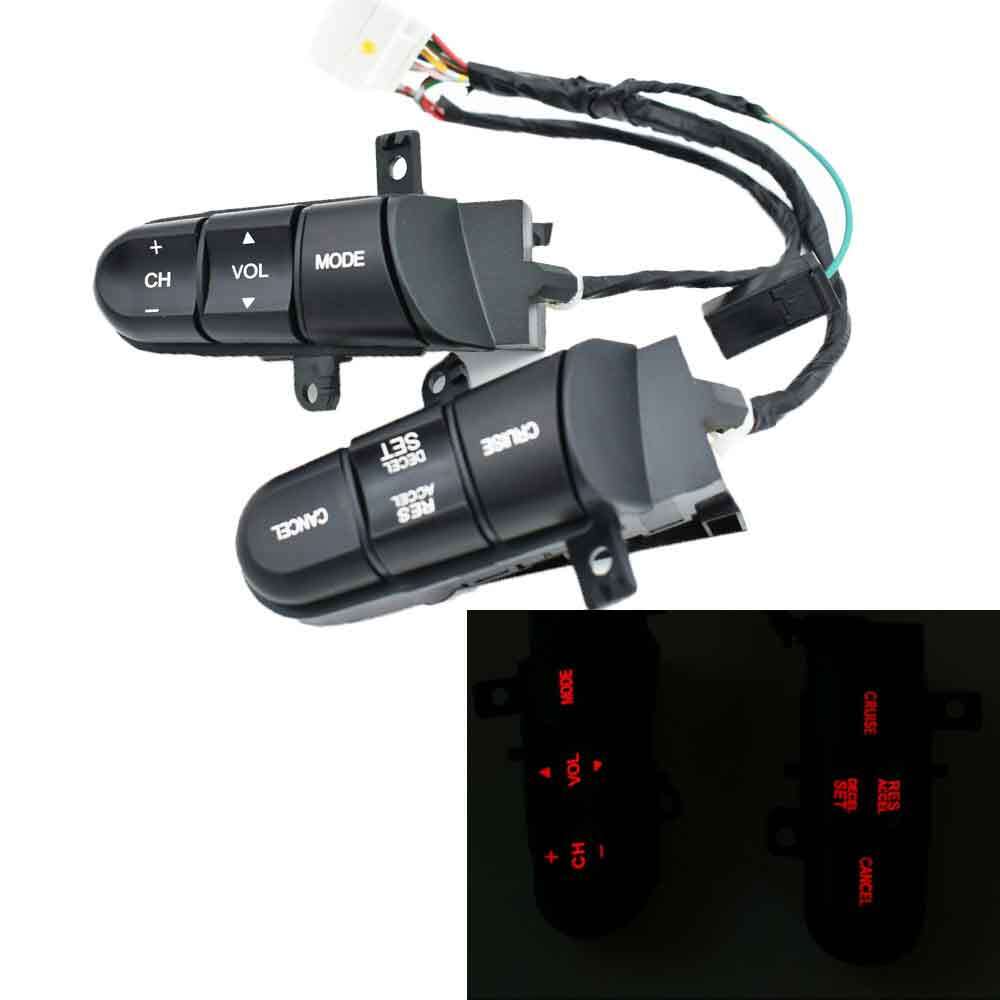 ya 1 8.5.4 Steering Wheel Audio Control Cruise Switch Button for Honda for Civic 2006-2008 Red