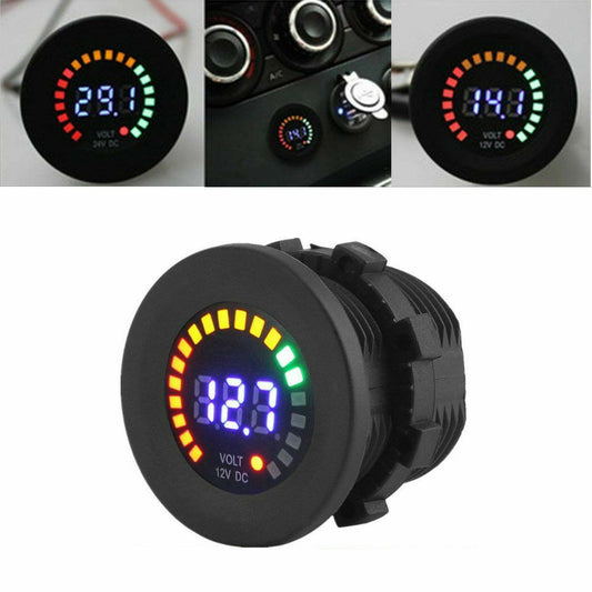 ya 16  Waterproof 12V LED Car Van Boat Marine Voltmeter Voltage Meter Battery Gauge 