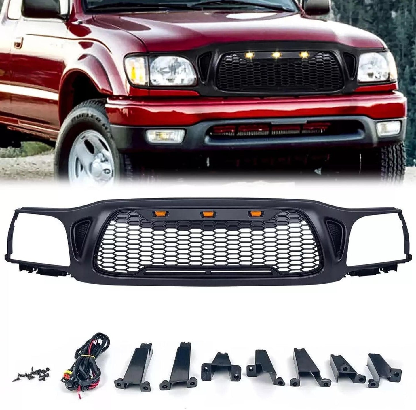 ya 16 Front Grille Fits For Tacoma 2001 2002 2003 2004 Light Matte Black